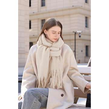 Wander Agio Cashmere Feel Scarf Long Pashmina Shawls and Wraps for Women Large Blanket Scarves Solid Apricot 2