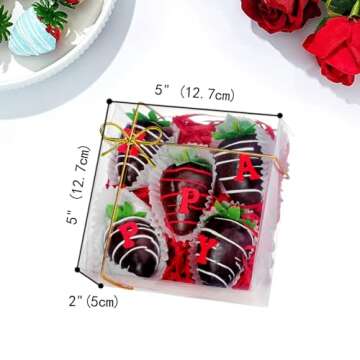 15 Pack Full Clear Chocolate Covered Strawberries Boxes 5x5x2 Inches Cookies Mini Bundt Cake Pie Cin...
