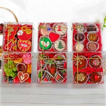 15 Pack Full Clear Chocolate Covered Strawberries Boxes 5x5x2 Inches Cookies Mini Bundt Cake Pie Cinnamon Roll Treat Chocolate Truffle Party Wedding Favor