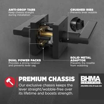 Kwikset Halifax Interior Privacy Door Handle with Lock, Door Lever For Bathroom and Bedroom, Matte Black Reversible Keyless Push Button Lock Door Lever, with Microban Protection, Square Rose