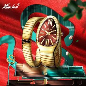 Elegant KLSKLYL Women's Waterproof Snake Shape Watch