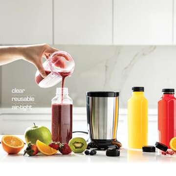 DECADORN 16oz 20pcs Juice Bottles With Caps - MADE IN USA Juice Containers With Lids For Fridge - Juicer Bottles With Tamper Evident Caps, Shatterproof, BPA-Free, Leak proof, Disposable & Recyclable