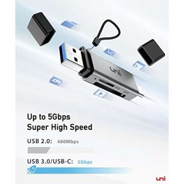 uni SD Card Reader, High-Speed USB C to Micro SD Card Adapter USB 3.0 Dual Slots, Memory Card Reader...