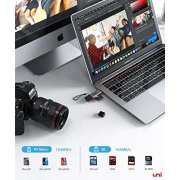 uni SD Card Reader, High-Speed USB C to Micro SD Card Adapter USB 3.0 Dual Slots, Memory Card Reader for SD/Micro SD/SDHC/SDXC/MMC, Compatible with MacBook Pro/Air, Chromebook, Android Galaxy