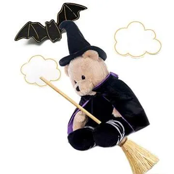 My OLi 9" Pumpkin Wizard Stuffed Animal Plush Teddy Bear Stuffed Witch Pumpkin Plush Toy with Fliptable Hats Gifts for Kids Babies Toddlers