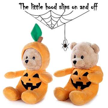 My OLi 9" Pumpkin Wizard Stuffed Animal Plush Teddy Bear Stuffed Witch Pumpkin Plush Toy with Fliptable Hats Gifts for Kids Babies Toddlers