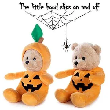 My OLi 9" Pumpkin Wizard Stuffed Animal Plush Teddy Bear Stuffed Witch Pumpkin Plush Toy with Fliptable Hats Gifts for Kids Babies Toddlers