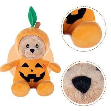 My OLi 9" Pumpkin Wizard Stuffed Animal Plush Teddy Bear Stuffed Witch Pumpkin Plush Toy with Fliptable Hats Gifts for Kids Babies Toddlers