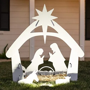 Best Choice Products 4ft Outdoor Nativity Scene for Christmas - Sturdy, Weather-Resistant