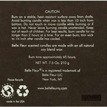 Belle Fleur Mayan Tuberose Scented Candle - 7.5 oz Essential Aroma