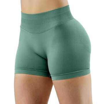 Unthewe Womens Workout Seamless Scrunch Butt Lifting Shorts High Waisted Tummy Control Gym Yoga Shorts(U516-Pistachio-S)