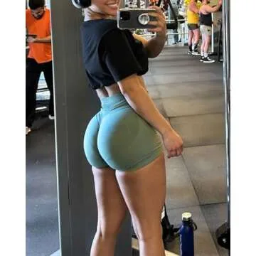 Unthewe Womens Workout Seamless Scrunch Butt Lifting Shorts High Waisted Tummy Control Gym Yoga Shorts(U516-Pistachio-S)