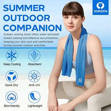 Sukeen [4 Pack] Cooling Towel (40"x12"),Ice Towel,Soft Breathable Chilly Towel,Microfiber Towel for ...