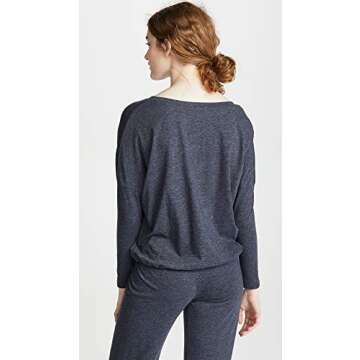 Eberjey Women's Heather Cotton Blend Slouchy Top, Indigo sea, Small