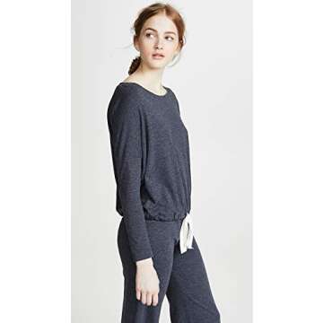 Eberjey Women's Heather Cotton Blend Slouchy Top, Indigo sea, Small