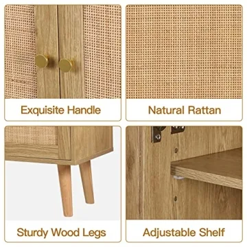 Anmytek Rattan Cabinet Elegant Bohemian Sideboard Storage