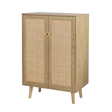 Anmytek Rattan Cabinet Elegant Bohemian Sideboard Storage
