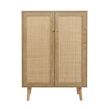 Anmytek Rattan Cabinet Elegant Bohemian Sideboard Storage