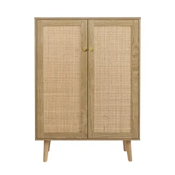 Anmytek Rattan Cabinet Elegant Bohemian Sideboard Storage