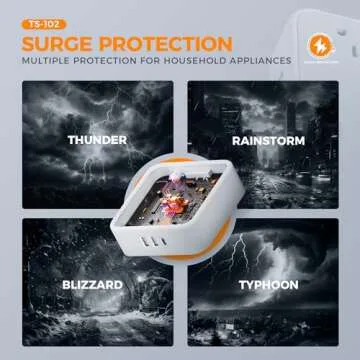 Extension Cord 10 ft, TESSAN Surge Protector Power Strip Long Cord with 3 USB(1 USB C), Flat Plug with 4 AC Outlets, Small Desktop Multiple Charging Station for Home School Dorm Room Office, Grey