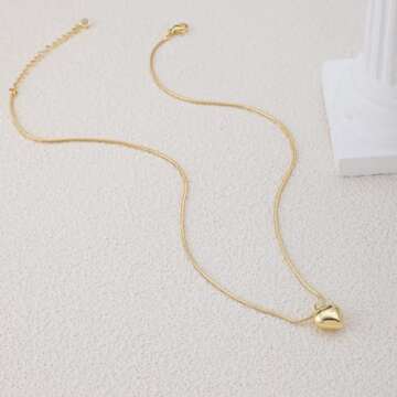 SUFOPE Gold Heart Necklace for Women,Dainty Heart Pendant Necklaces Cute Open Love Shaped Chain Chunky Heart Necklace Jewelry