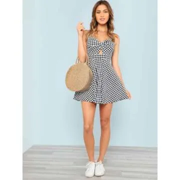 Floerns Women's Boho Floral Print Twist Front Mini Dress