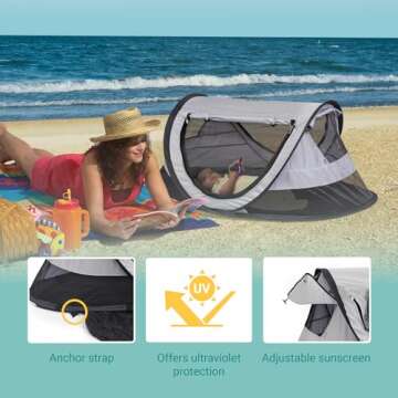 KidCo Peapod Plus Portable Mesh Baby Toddler Travel Tent with Storage Bag