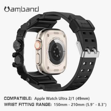amBand Rugged Cover for Apple Watch Ultra 49mm - Matte Black