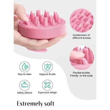 HEETA Hair Scalp Massager Brush, Updated Hair Shampoo Brush, Wet & Dry Scalp Exfoliator with Soft Si...
