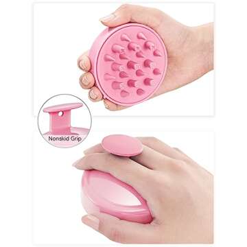 HEETA Hair Scalp Massager Brush, Updated Hair Shampoo Brush, Wet & Dry Scalp Exfoliator with Soft Silicone Bristles, Head Massager Washing Hair Care Tool for Women Men Kid for All Hair Types (Pink)