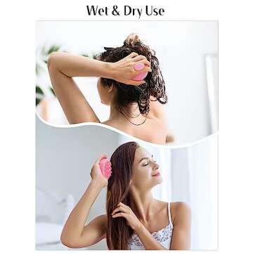 HEETA Hair Scalp Massager Brush, Updated Hair Shampoo Brush, Wet & Dry Scalp Exfoliator with Soft Silicone Bristles, Head Massager Washing Hair Care Tool for Women Men Kid for All Hair Types (Pink)