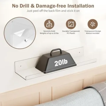 4-Pack Clear Acrylic Floating Shelves No Drill Easy Install