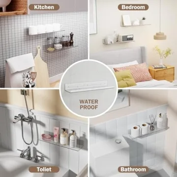 4-Pack Clear Acrylic Floating Shelves No Drill Easy Install