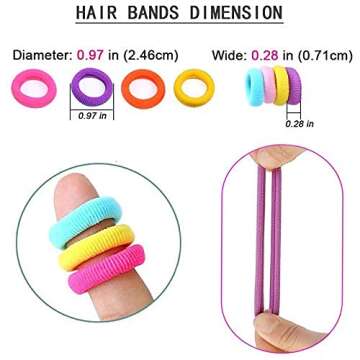SYGY 100Pcs Baby Hair Ties for Girls, Cotton Toddlers Hair Ties for Kids, Small Seamless Hair Ties Hair Bands, Multicolor Elastic Hair Bands, Soft Hair Accessories Ponytail Holder