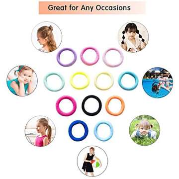 SYGY 100Pcs Baby Hair Ties for Girls, Cotton Toddlers Hair Ties for Kids, Small Seamless Hair Ties Hair Bands, Multicolor Elastic Hair Bands, Soft Hair Accessories Ponytail Holder