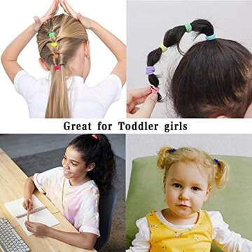 SYGY 100Pcs Baby Hair Ties for Girls, Cotton Toddlers Hair Ties for Kids, Small Seamless Hair Ties Hair Bands, Multicolor Elastic Hair Bands, Soft Hair Accessories Ponytail Holder