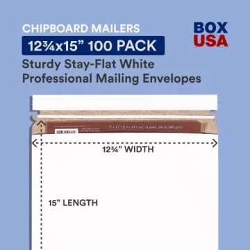 BOX USA StayFlat Mailer, 12.75"L x 15"W, Pack of 100 | Stayflats Envelope Keeping Photo, Document, A...