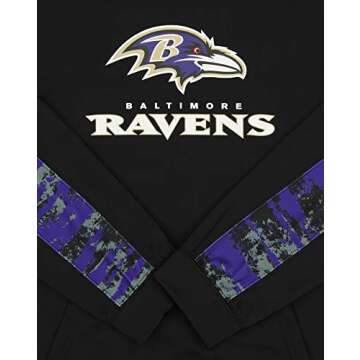 Zubaz NFL Men's Performance Pullover Hoodie with Oxide Sleeves, Baltimore Ravens X-Large