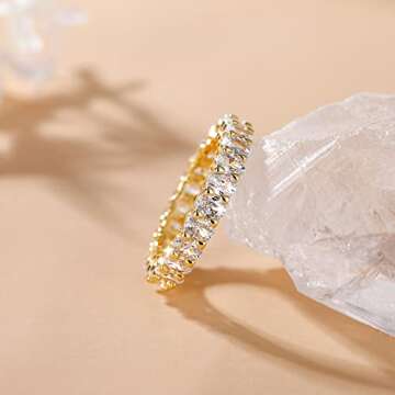 SHINYSO Wedding Band for Women Oval Cubic Zirconia Love Ring Engagement Stackable Promise Rings for ...