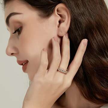 SHINYSO Wedding Band for Women Oval Cubic Zirconia Love Ring Engagement Stackable Promise Rings for Her Gold Size 8