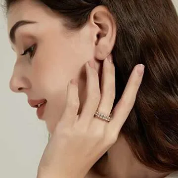 SHINYSO Wedding Band for Women Oval Cubic Zirconia Love Ring Engagement Stackable Promise Rings for Her Gold Size 8