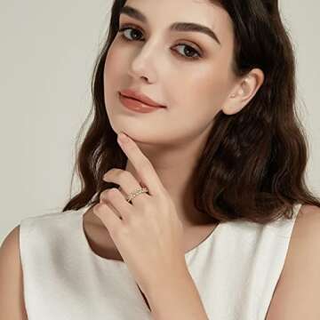 SHINYSO Wedding Band for Women Oval Cubic Zirconia Love Ring Engagement Stackable Promise Rings for Her Gold Size 8