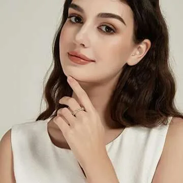 SHINYSO Wedding Band for Women Oval Cubic Zirconia Love Ring Engagement Stackable Promise Rings for Her Gold Size 8