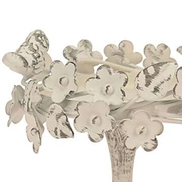 Unique Stonebriar Worn White Floral Candle Holder