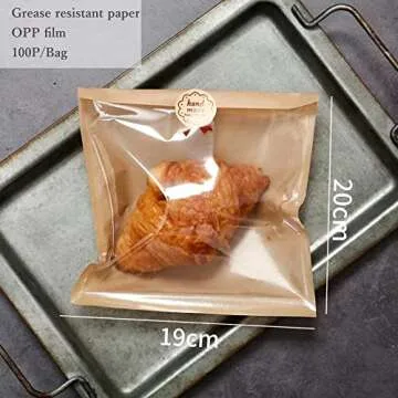 Nanaiche Kraft Bread Bag Bakery Bags with Window Toast bag Toast Paper Bag Kraft Bread Bag with Front Window Label Seal Sticker Packaging Paper Bag (100 Pieces) (7.1 * 7.5 inches)