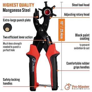 Adjustable Leather Hole Punch Tool for DIY Belts and Crafts