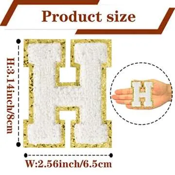 Letter Patches White Iron on Letters for Clothing Chenille Letters for Jackets Varsity Letters Letterman Jacket Patches Iron on Letter (6Pieces/3.14inch Height H)