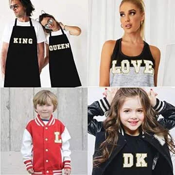 Letter Patches White Iron on Letters for Clothing Chenille Letters for Jackets Varsity Letters Letterman Jacket Patches Iron on Letter (6Pieces/3.14inch Height H)