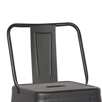 AC Pacific Modern Industrial Metal Bar Stools with Stylish Low Back, Finish and Rubber Leg Caps, Lightweight Kitchen Counter Chairs Set of 2, Contemporary Countertop Accent, 30" Seat, Matte Black