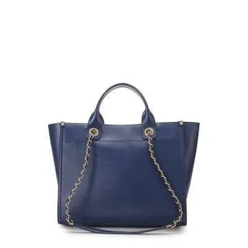 Chanel, Pre-Loved Blue Caviar Studded Deauville Shopper Small, Blue